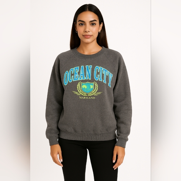 Vintage Grey Oversized Athletic Graphic Sweatshirt Unisex - Picture 1 of 9